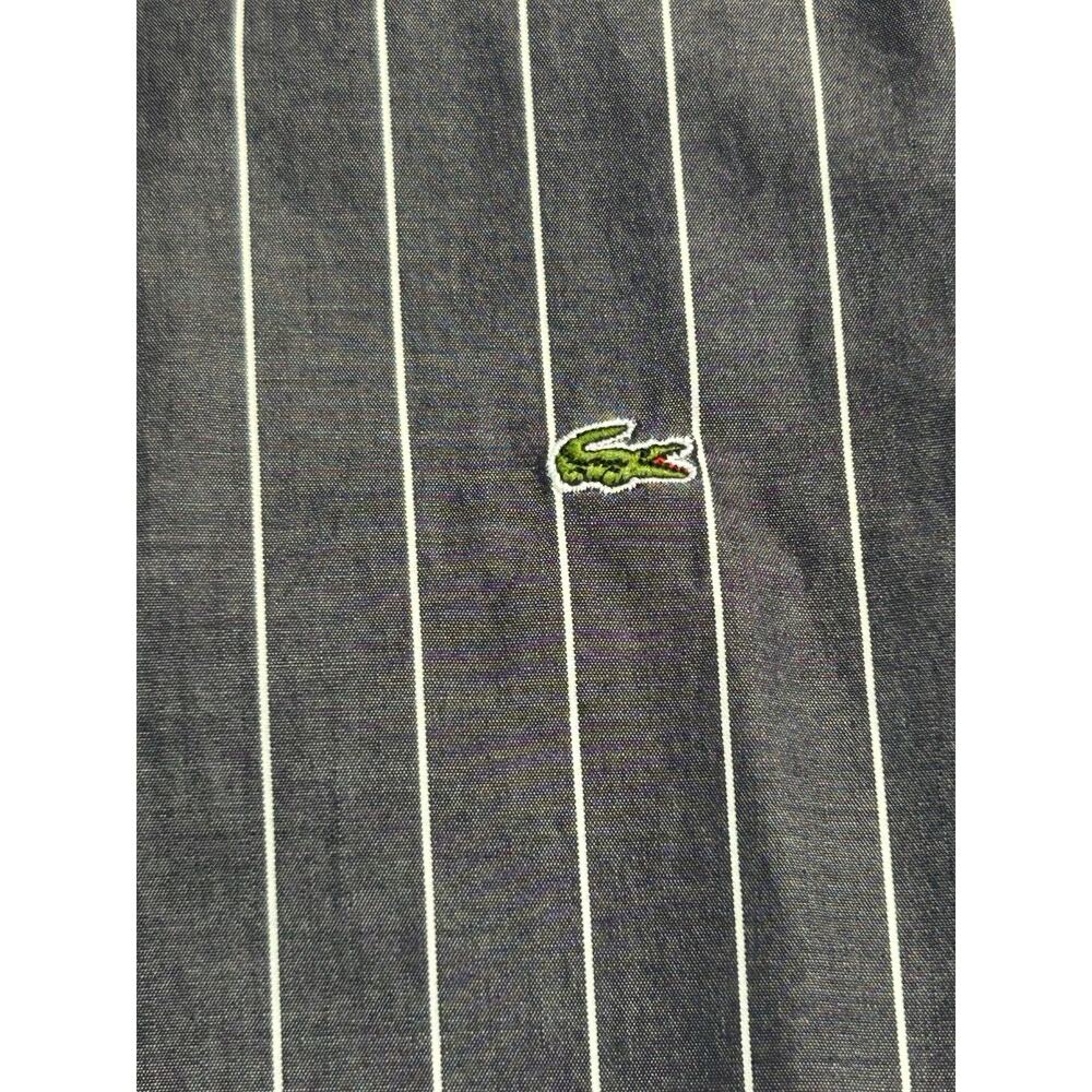 Vintage Lacoste Button Down Shirt Men's Medium Pinstripe Embroidered Croc Logo - Picture 4 of 6